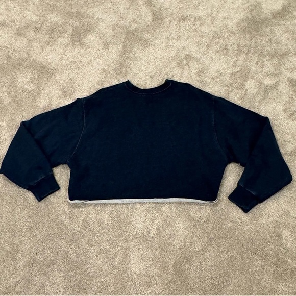 Good American Cropped Navvy Cotton Crewneck Sweatshirt Size Medium, Like New EUC - Picture 2 of 7